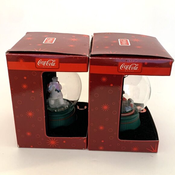 2 Coca-Cola Holiday Radiance Glass Ornaments Illuminated Rotating Santa Bear Vtg - Picture 16 of 16